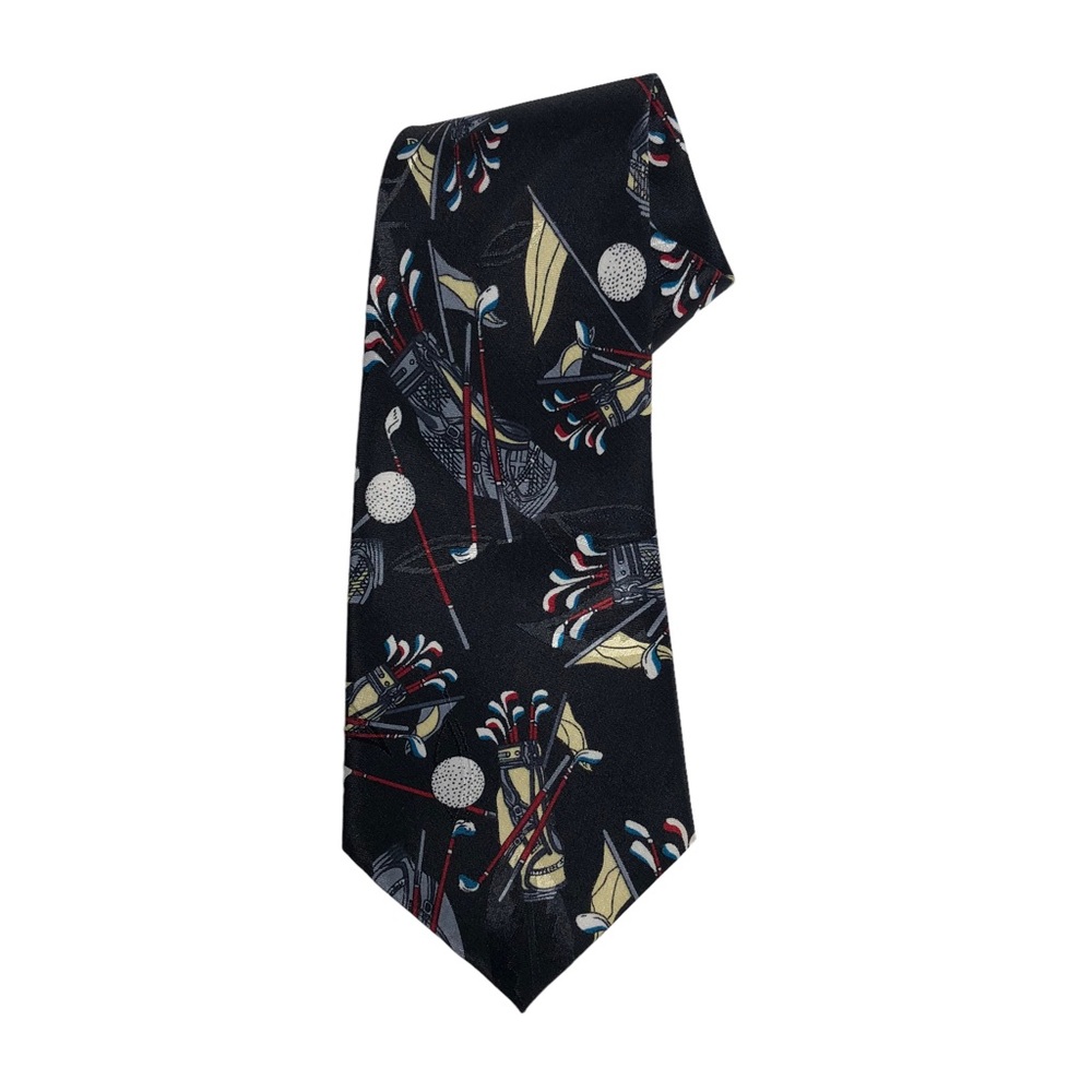 Vintage Designs by A. Rogers Golf Bag Multicolored Print Polyester Tie